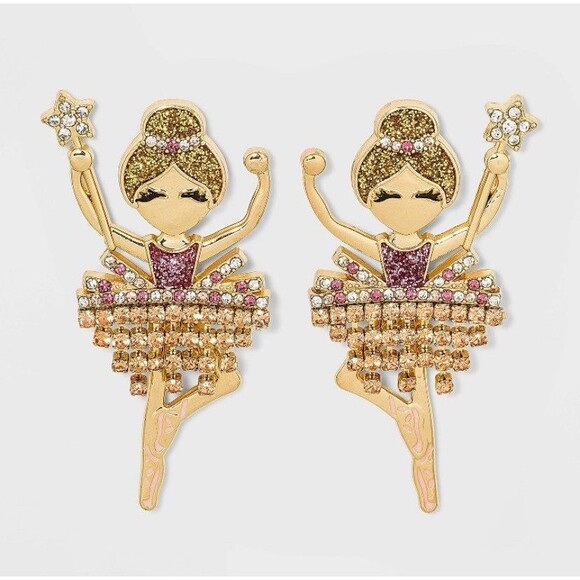 SUGARFIX by BaubleBar Ballerina Drop Earrings NWT Christmas Festive Holiday - Picture 4 of 5